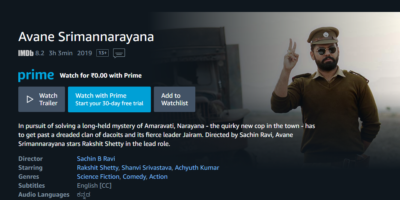 avane srimannarayana amazon