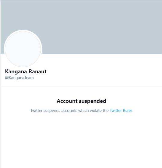 Kangana Ranaut Twitter Suspended
